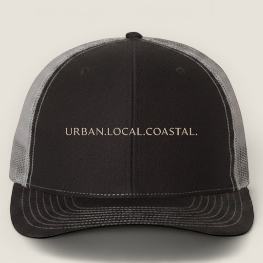 area 609 The Founders mesh snapback cap in black and charcoal with a structured five-panel design and pre-curved bill.