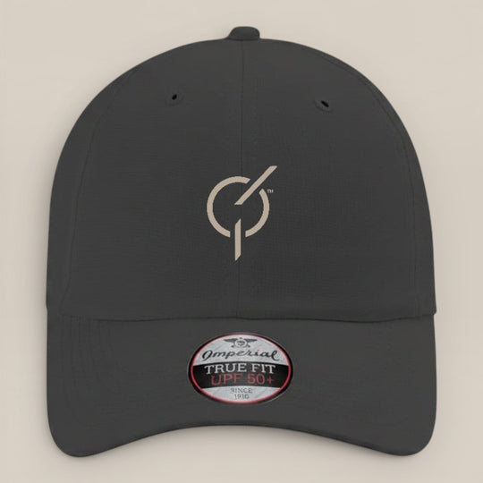 area 609 The Core Performance Cap in dark grey, featuring a lightweight recycled polyester, unstructured design.