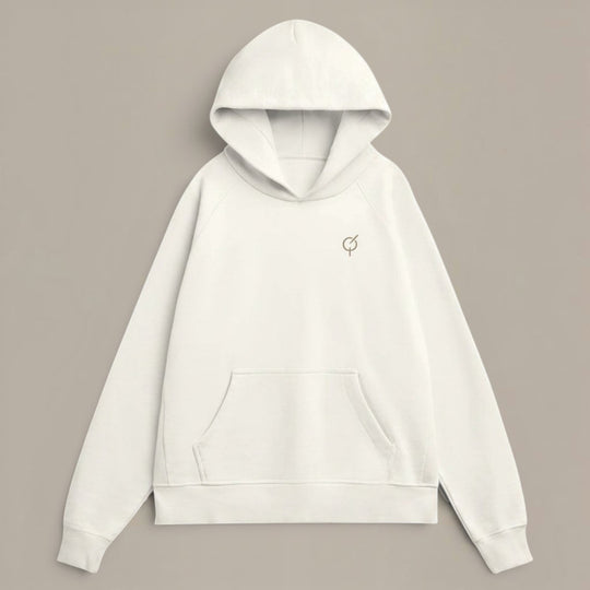 area 609 The Founders Hoodie in parchment organic French terry cotton with a relaxed fit and cross-front hood